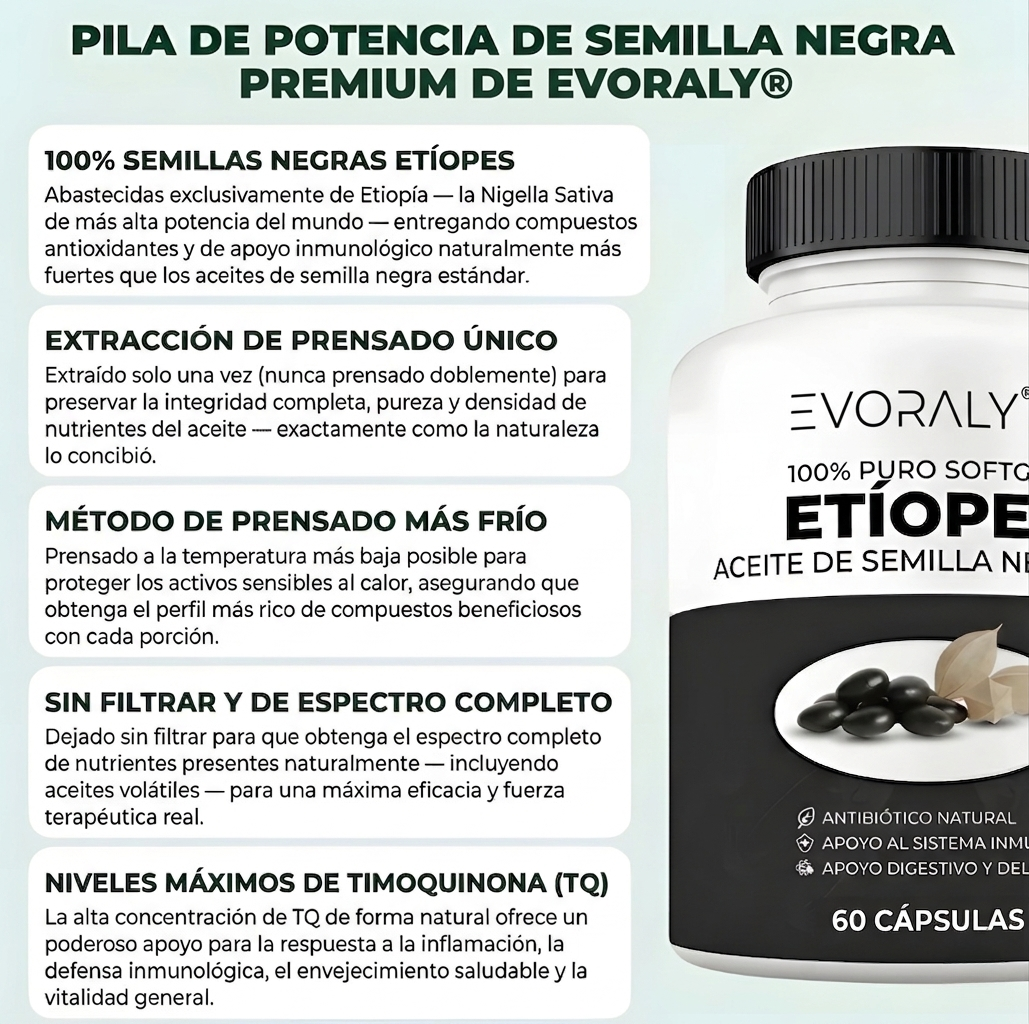 Evoraly Aceite Etíope - Fórmula con 4,64% de timoquinona