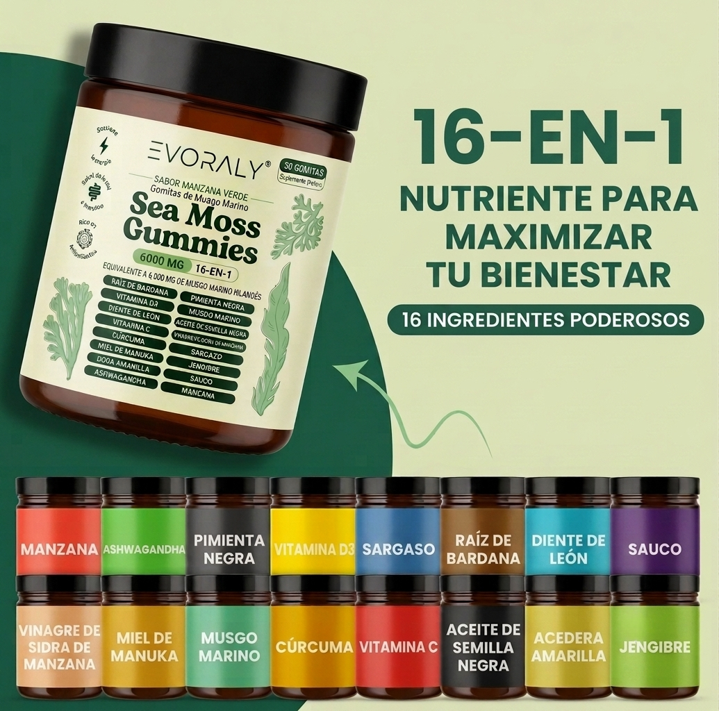 Evoraly Gomitas de Musgo Marino 16-En-1