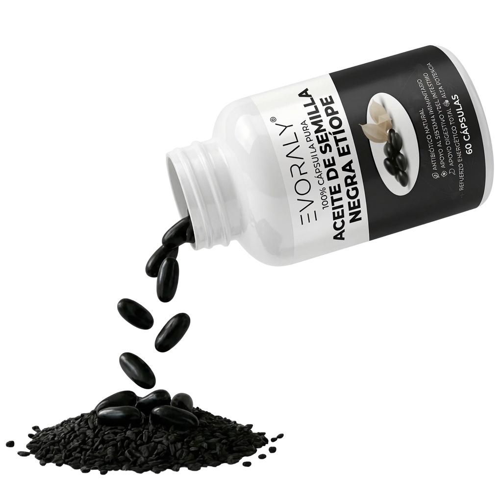 Producto vertiendo semillas negras